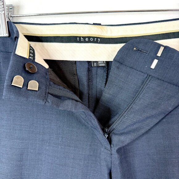 Theory Emery Wool Career Office Flared Bootcut Trouser Pants Womens 2 Blue - Picture 2 of 9